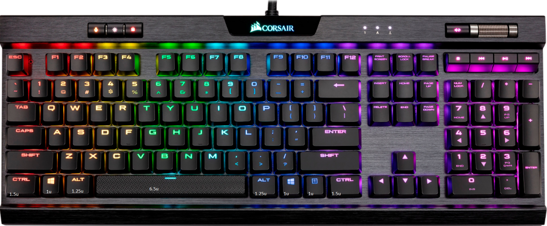Corsair K70 with 6.5u width spacebar