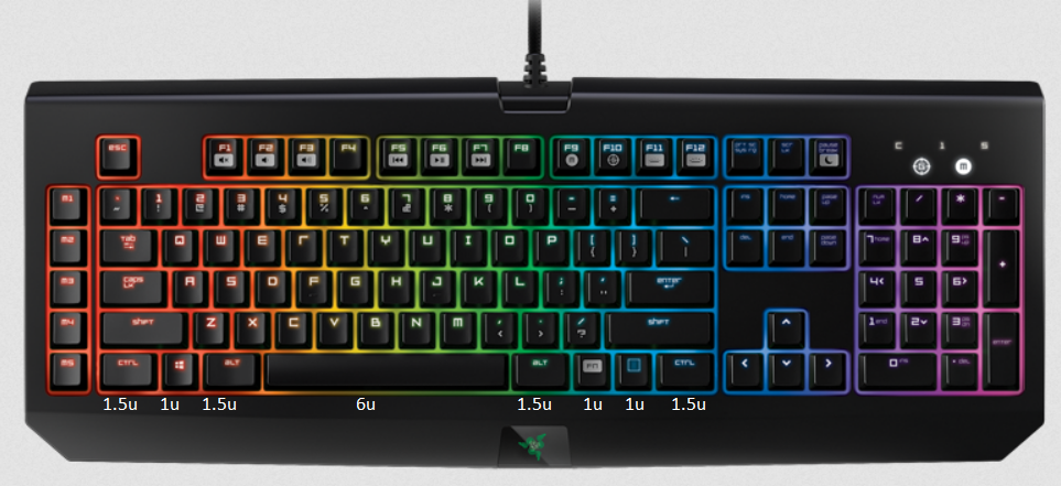 Razer Blackwidow Chroma v1 with 6.0u width spacebar